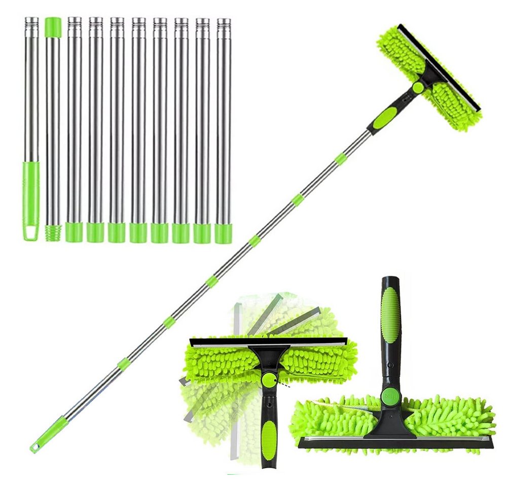 FANNOU Fensterreiniger Fensterwischer Teleskop 4.5m, 2 in 1 Profi Extra Lange, 180° Drehbarer Kopf Fensterwischer Abzieher Set für Hohe Fenster Bild 5