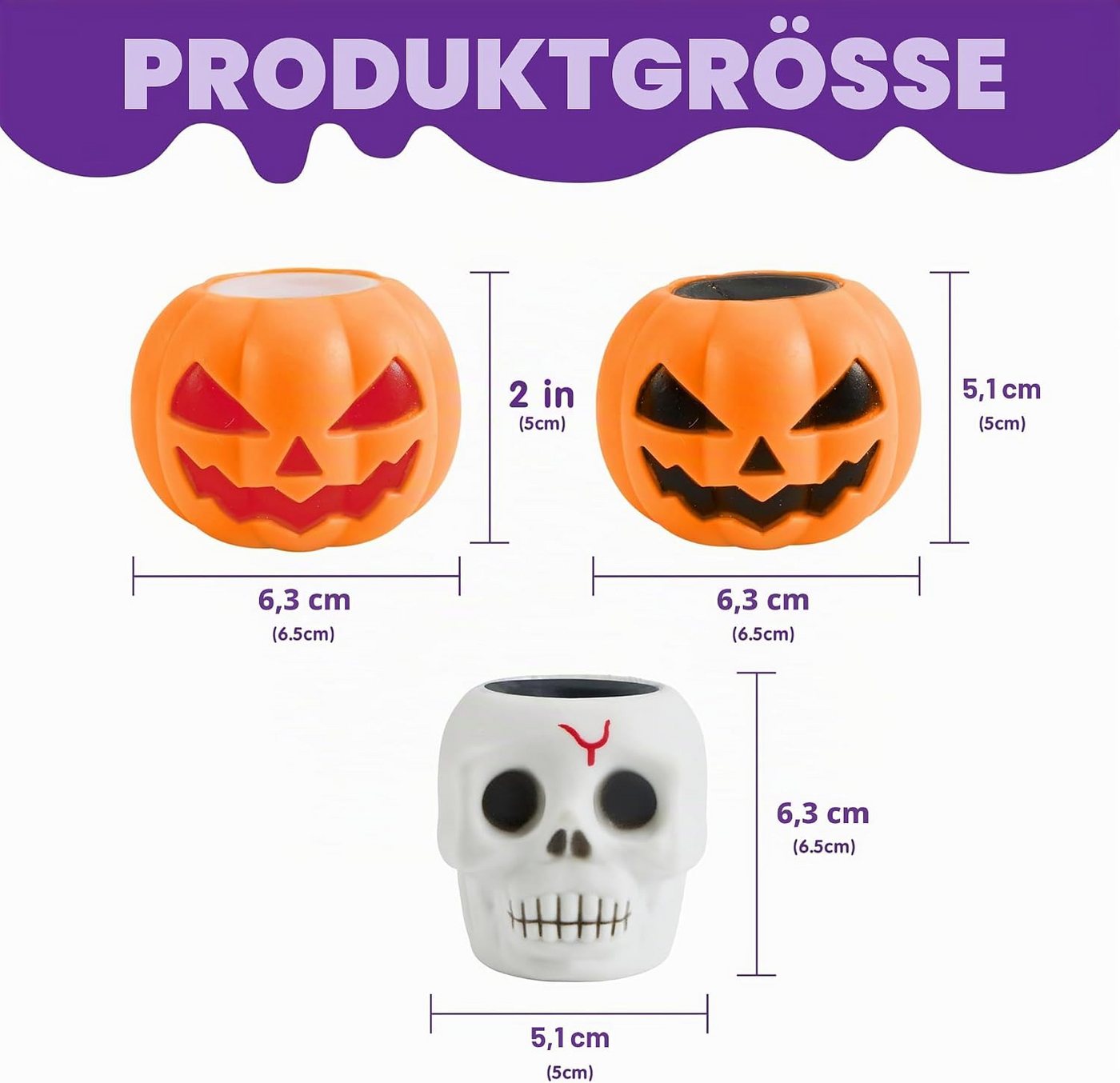 JOYIN Anti-Stress-Ball JOYIN 12 Stk. Halloween Quetschspielzeug, Kürbis Skelett Geist Bild 4