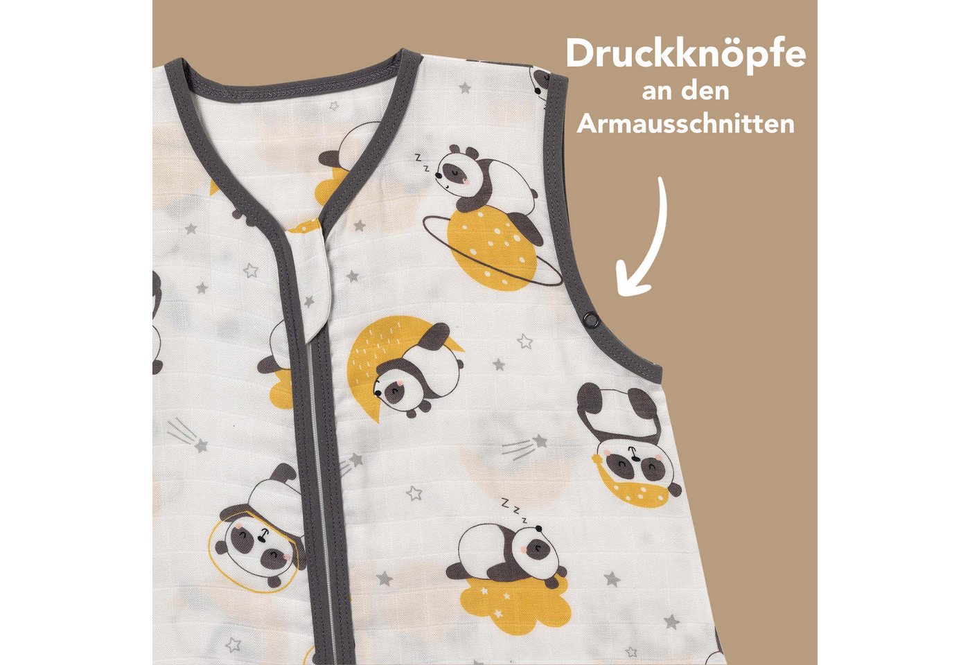 Schlummersack Kinderschlafsack Musselin Schlafsack mit Füßen, 0.5 Tog Bild 5