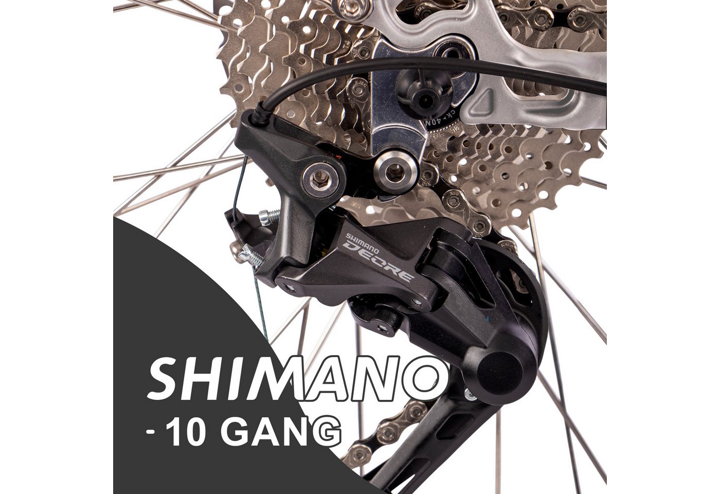 SAXXX E-Bike Trekkingrad 28 Zoll, 90 Nm Mittelmotor, bis zu 110 km Reichweite, 10 Gang SHIMANO Deore Schaltwerk, Mittelmotor, 522 Wh, (mit abnehmbarem Akku, zu 95 % vormontiert), mit Gepäckträger bis zu 25 kg, hydraulische Scheibenbremsen Bild 5