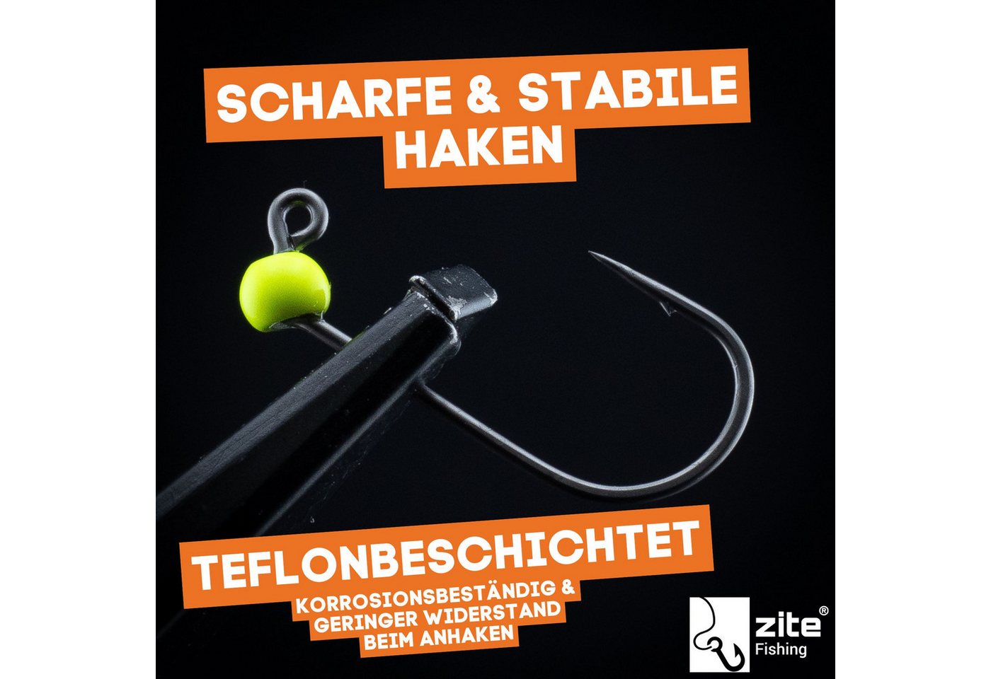 Zite Jighaken Tungsten ProSharp Angelhaken Set 3 Gr. #4, #6, #8 Neon in Sortierbox Bild 3