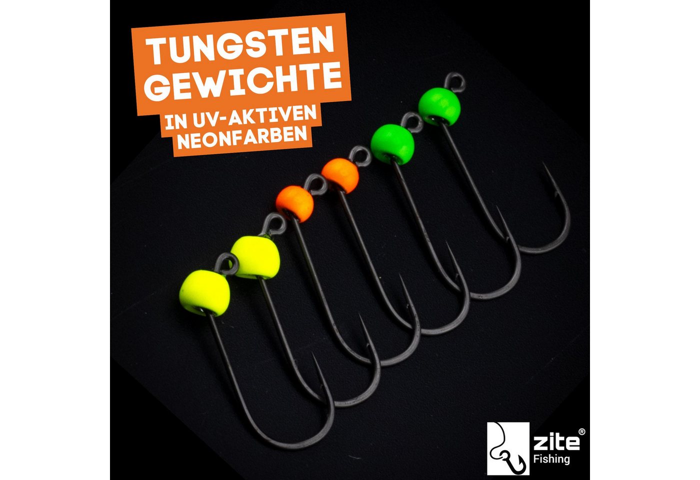 Zite Jighaken Tungsten ProSharp Angelhaken Set 3 Gr. #4, #6, #8 Neon in Sortierbox Bild 4
