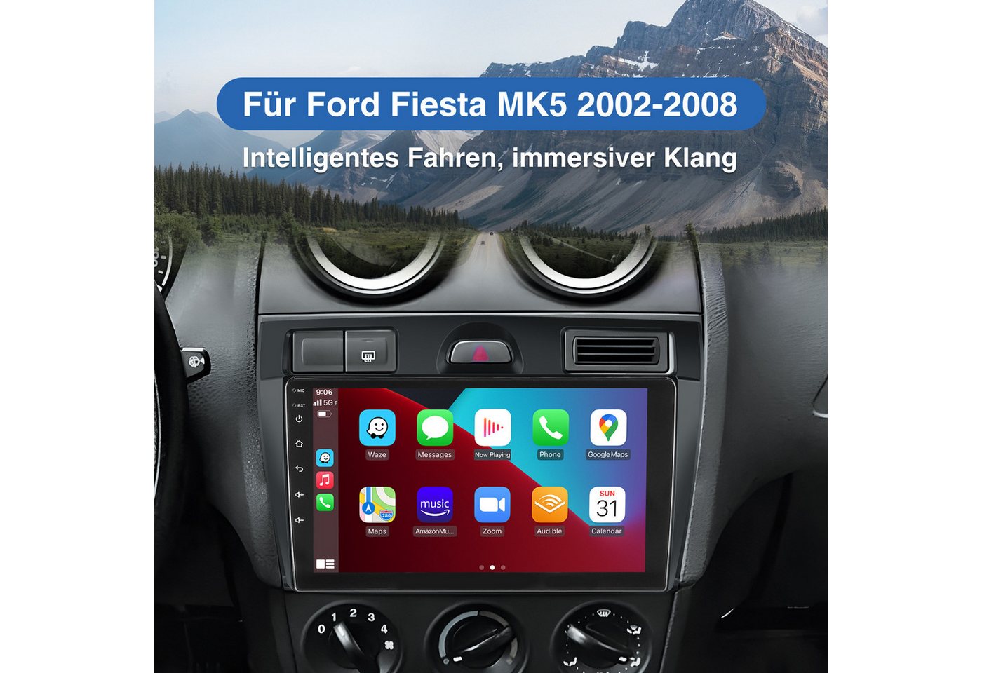 ESSGOO DAB+ Für Ford Fiesta V 2002-08 JD,JH Android15 Autoradio Carplay Navi Autoradio (4+64GB(optional), DAB+ (optional), Touchscreen Mirror Link SWC,FM,RDS,AM,WMA,USB) Bild 4