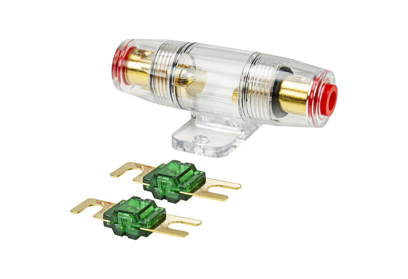tomzz Audio Kfz-Sicherungshalter Mini ANL Sicherungshalter transparent für Kabel bis 25qmm + 2 x 30A Si