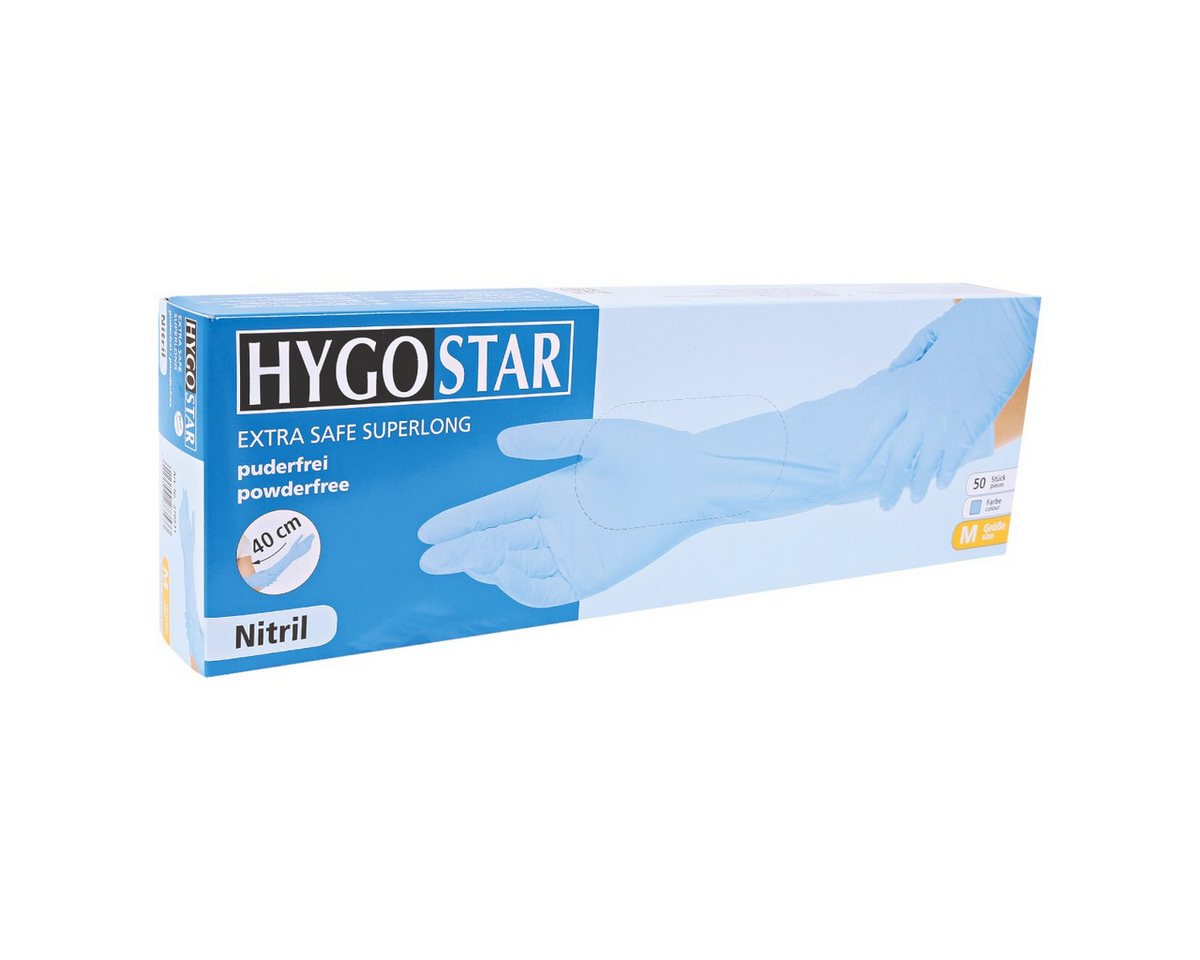 Franz Mensch Nitril-Handschuhe Hygostar "Extra Safe Superlong", Blau, 50 Stück extra lang Bild 2