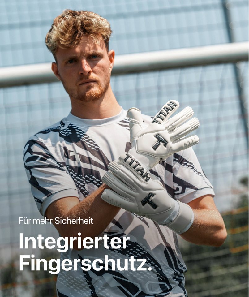 T1TAN Torwarthandschuhe Erwachsene Legend White-Out mit Fingerschutz Bild 2