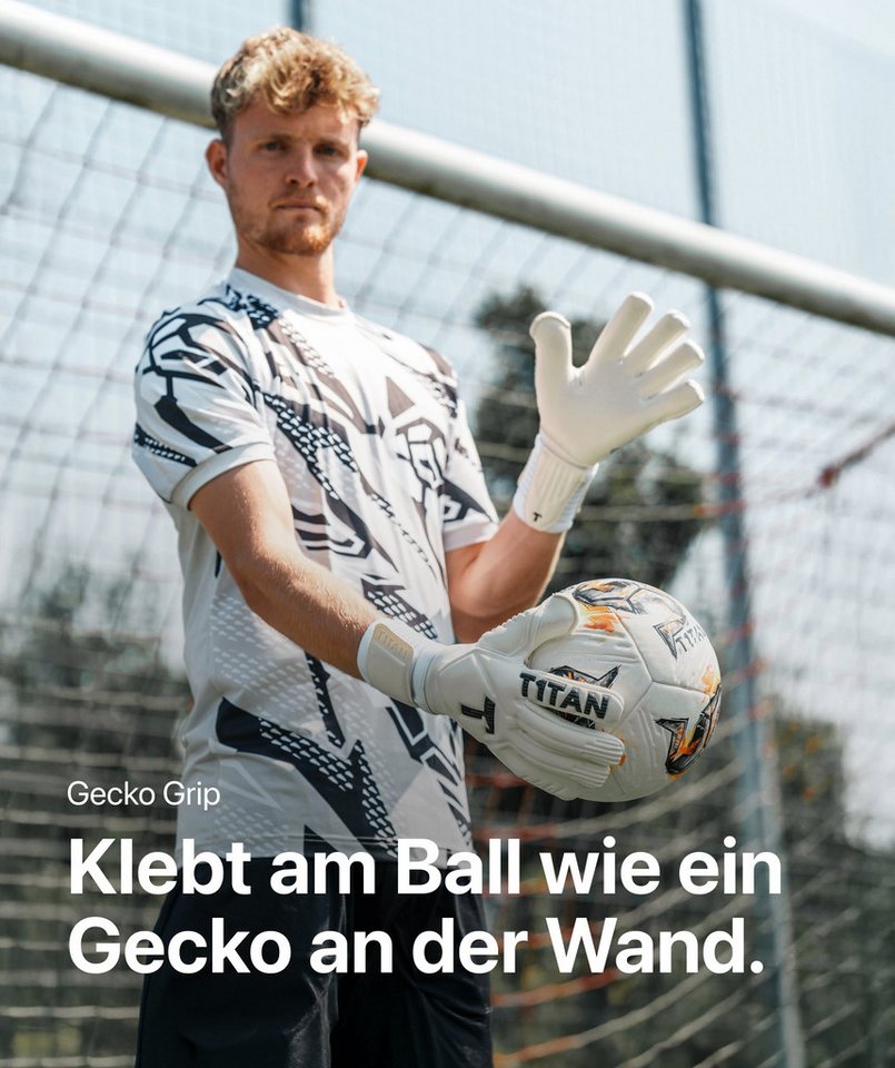 T1TAN Torwarthandschuhe Erwachsene Legend White-Out mit Fingerschutz Bild 3