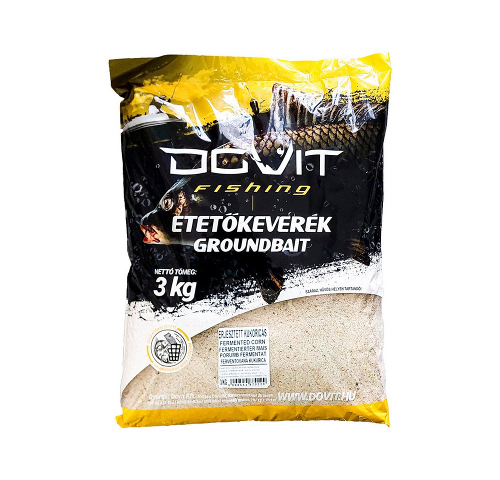 DOVIT FISHING Kunstköder 3kg Grundfutter Fermentierter Mais - Karpfenfutter Lockfutter Feeder, Für Karpfen, Brassen, Schleien, Rotaugen, Karausche, Graskarpfen