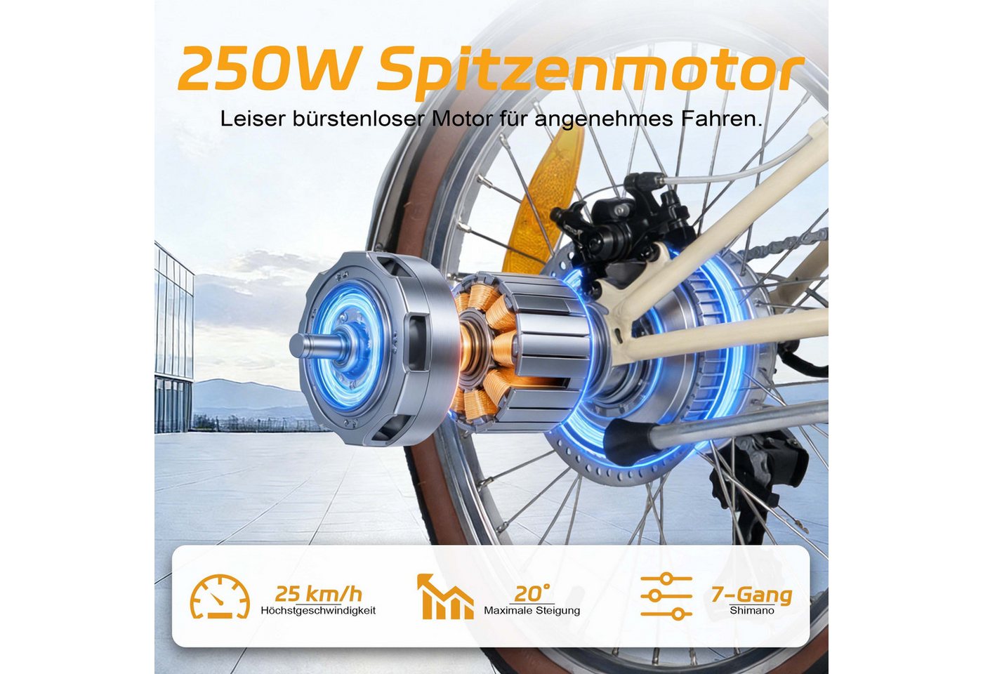 Vankel E-Bike Smart 20 Faltbares Damen u. Herren E-Fahrrad 190WH Pedelec, 36V 60 km, Heckmotor, 190 Wh, Cityrad 7 Gang Shimano,Scheibenbremsen, Kettenschaltung