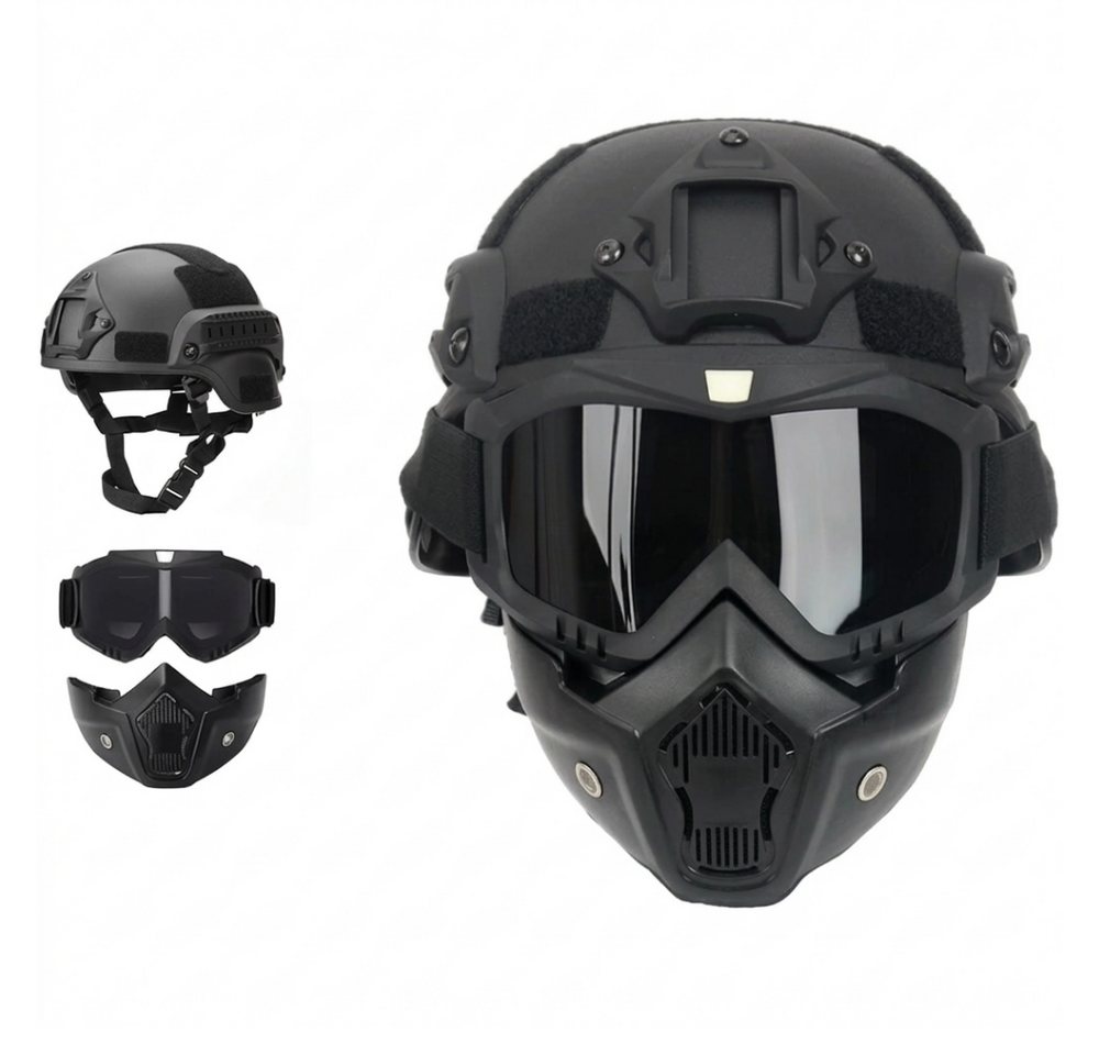Athlix Allroundhelm Taktischer Vollgesichts-Schutzhelm 4-Punkt-Aufhängungssystem, Struktur mit Seitengittern, Front-Halterung für Nachtsichtgeräte Bild 3