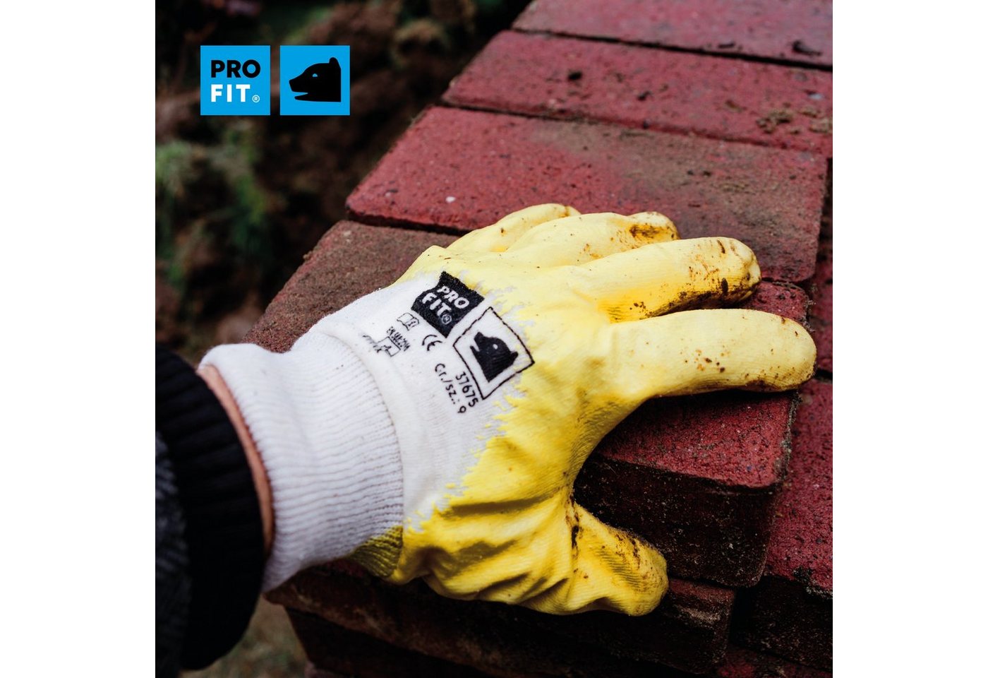 PRO FIT Nitril-Handschuhe Arbeitshandschuhe, Gartenhandschuh ¾ beschichtet, Mechaniker-Handschuh (12, Paar) Wasserdichte Handinnenfläche