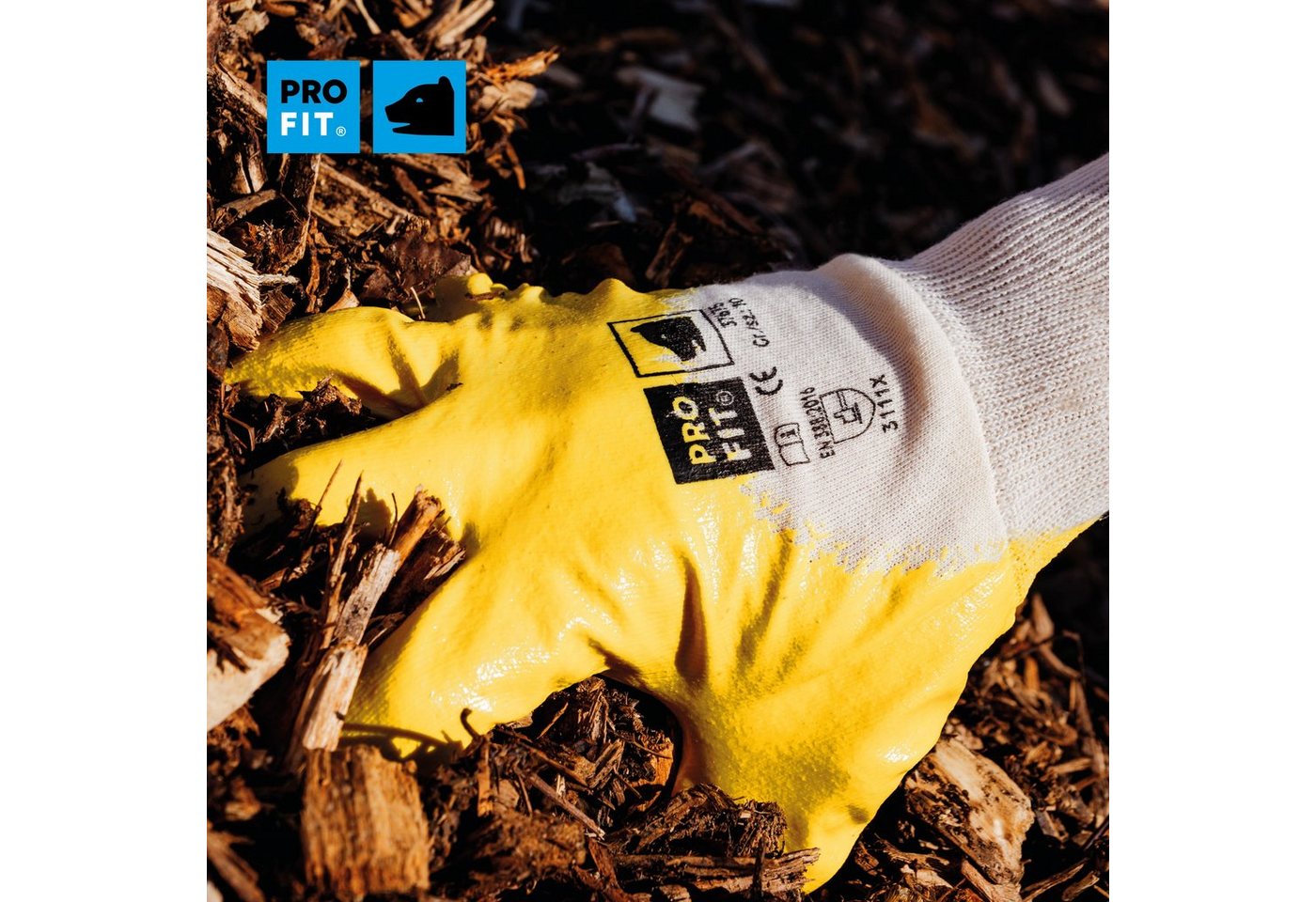 PRO FIT Nitril-Handschuhe Arbeitshandschuhe, Gartenhandschuh ¾ beschichtet, Mechaniker-Handschuh (12, Paar) Wasserdichte Handinnenfläche Bild 2