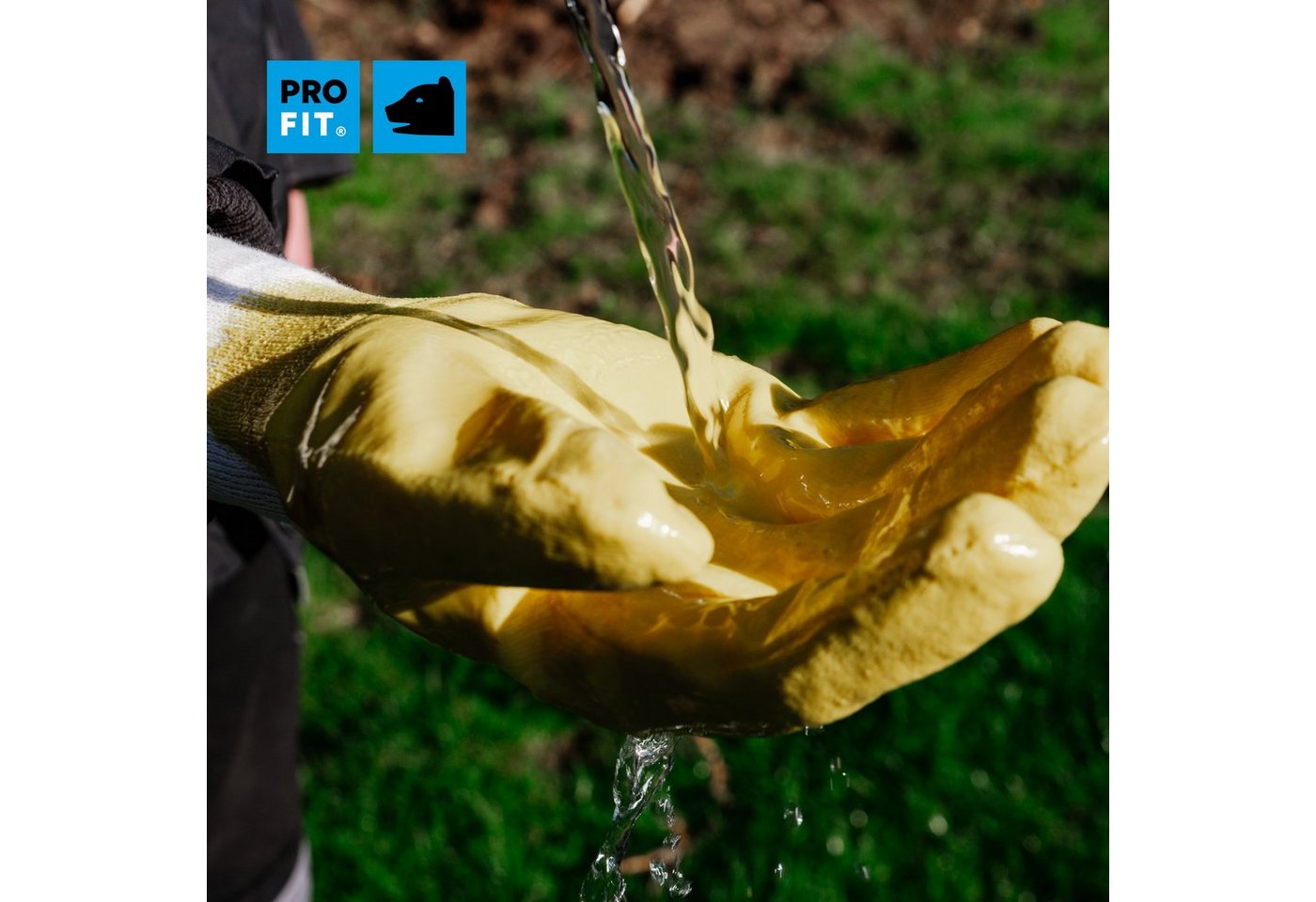 PRO FIT Nitril-Handschuhe Arbeitshandschuhe, Gartenhandschuh ¾ beschichtet, Mechaniker-Handschuh (12, Paar) Wasserdichte Handinnenfläche Bild 3
