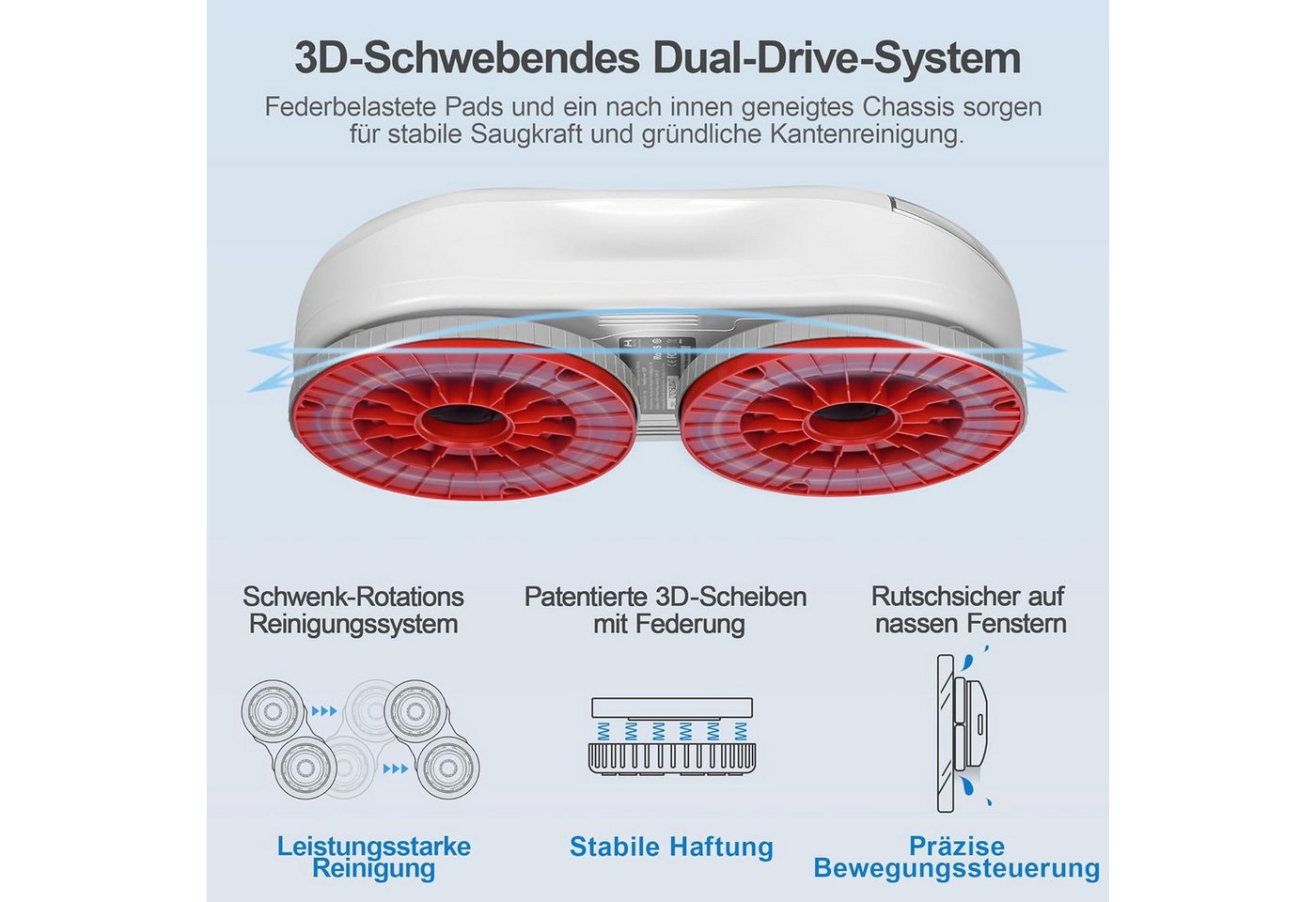 HUTT Fenstersauger Fensterputzroboter mit Sprühfunktion, Fensterputzer mit 80ML Tank, mit Wassertank und Sprühfunktion Bild 2