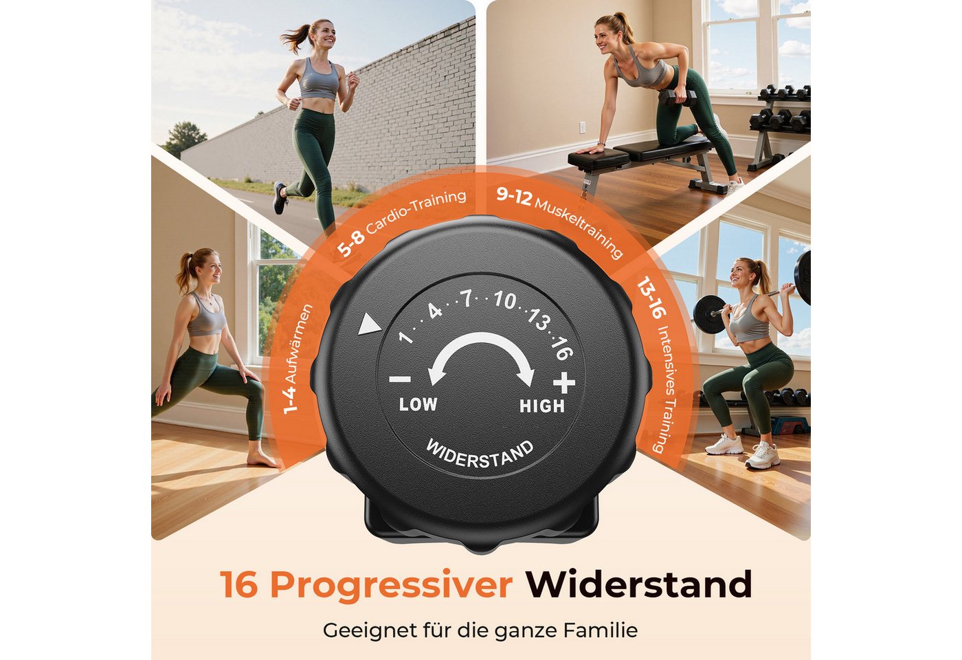YOSUDA Heimtrainer Fahrrad, mit Magnetbremse, 16 Widerstandsstufen (1-tlg), verstellbarem Sitz & LCD-Pulssensor, leise, bis 160 kg Traglast Bild 2
