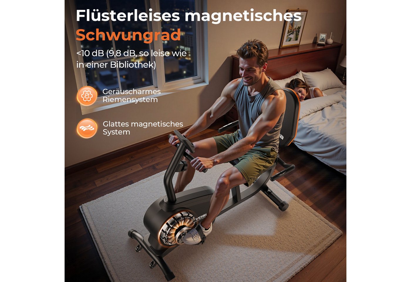 YOSUDA Heimtrainer Fahrrad, mit Magnetbremse, 16 Widerstandsstufen (1-tlg), verstellbarem Sitz & LCD-Pulssensor, leise, bis 160 kg Traglast Bild 3