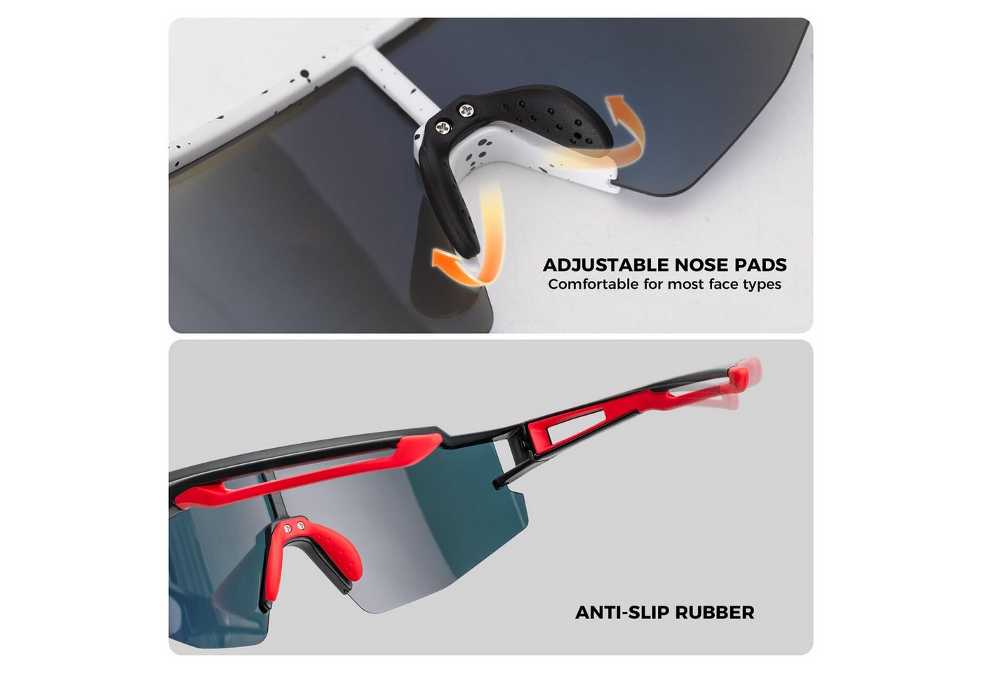 ROCKBROS Fahrradbrille Sportbrille Kinder Outdoor Radfahren Wandern TR90 Rahmen, polarisierte Gläser, UV400 Schutz, winddicht, rutschfest, verstellbar Bild 4