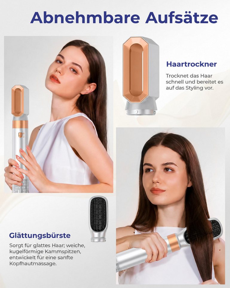 UKLISS Multihaarstyler 6-in-1-Airstyler 1000-W-Haartrockner, Warmluft-Haarstyler, Ionen-Technologie, automatischer Air-Curler, 3 Temperaturstufen