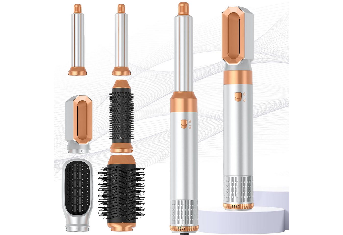 UKLISS Multihaarstyler 6-in-1-Airstyler 1000-W-Haartrockner, Warmluft-Haarstyler, Ionen-Technologie, automatischer Air-Curler, 3 Temperaturstufen Bild 3
