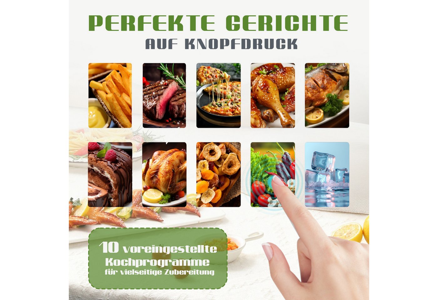 Sinaopus Heißluftfritteuse Doppelkammer 9 L Airfryer mit Sichtfenster & Farbdisplay – XXL, 2000,00 W, 9 L Kapazität, 10 Automatikprogrammen und intuitiver Touch-Steuerung Bild 3