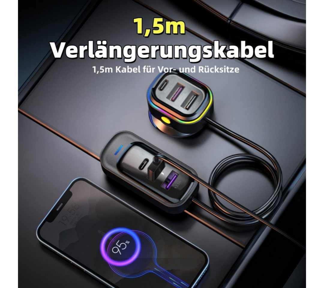 neue dawn Auto Ladegerät 66W Schnellladegerät USB C Zigarettenanzünder Adapter KFZ-Netzteil (KFZ 66W Schnellladegerät, 6 Port, 4*USB A + 2*Type C, USB C Ladegeräte) Bild 2
