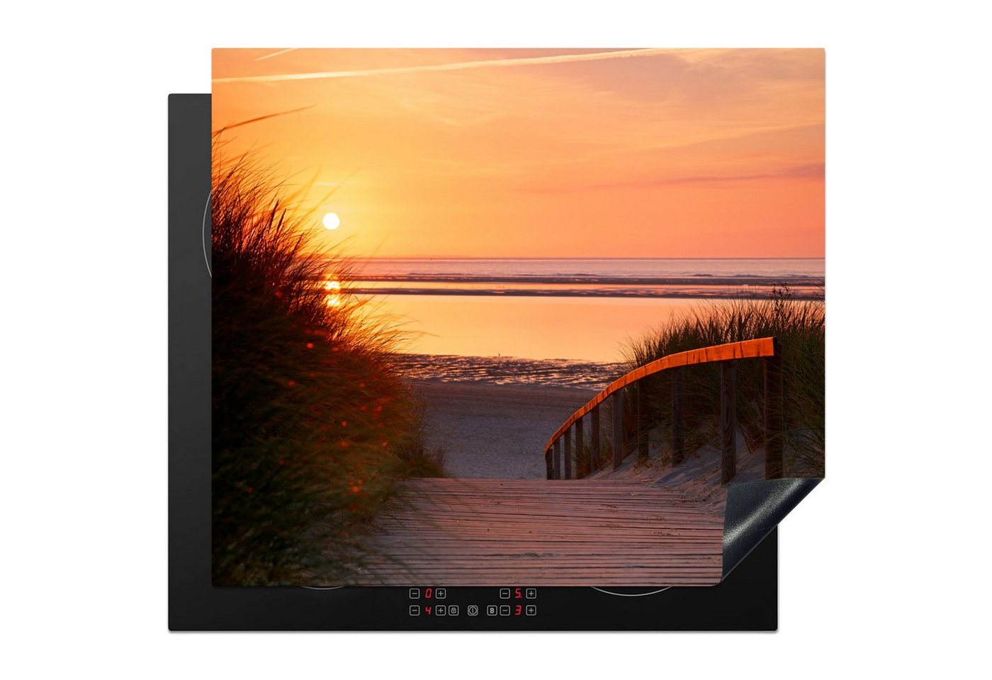 MuchoWow Herd-Abdeckplatte Strand - Sonne - Farben, Vinyl, (1 tlg), Abdeckplatte für Ceranfeld, Herd Inductionsmatte, 57x51 cm