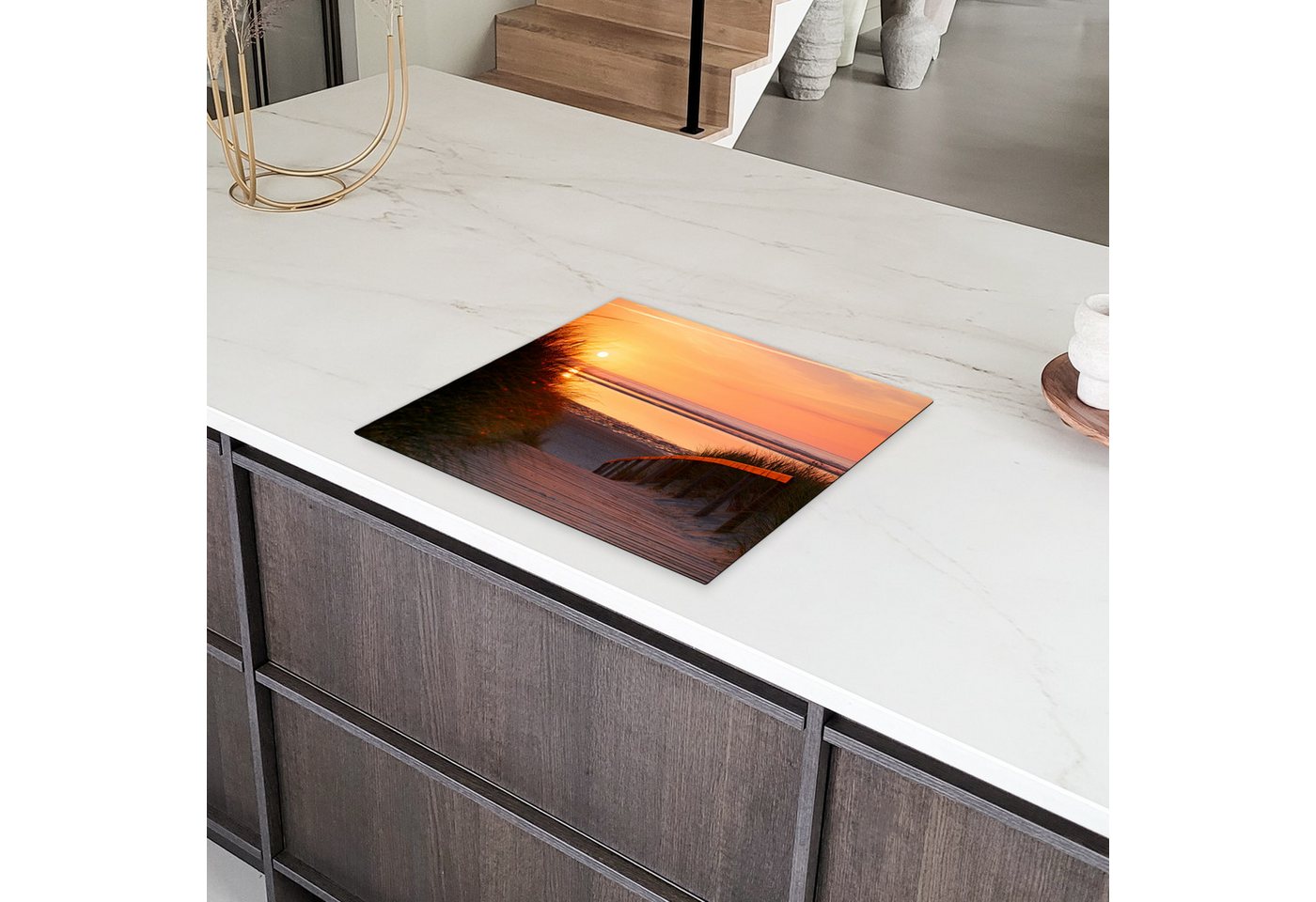 MuchoWow Herd-Abdeckplatte Strand - Sonne - Farben, Vinyl, (1 tlg), Abdeckplatte für Ceranfeld, Herd Inductionsmatte, 57x51 cm Bild 3