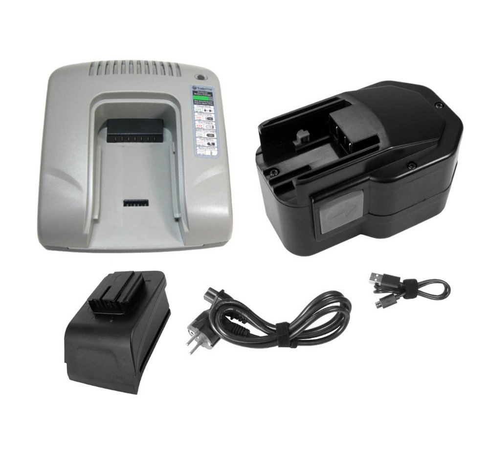 Trade-Shop 2in1 Set: Ni-MH Akku 14,4V / 3300mAh + USB-Ladegerät (Passend für AEG BBM 14 STX, BBS 14 KX RAPTOR, BBS 14 X, BDSE 14 STX) Bild 4