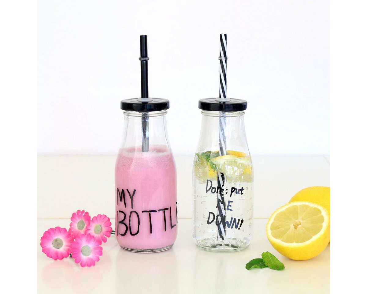 Z-One Trinkflasche 440s Glas Trinkflaschen 2er Set, MY BOTTLE...