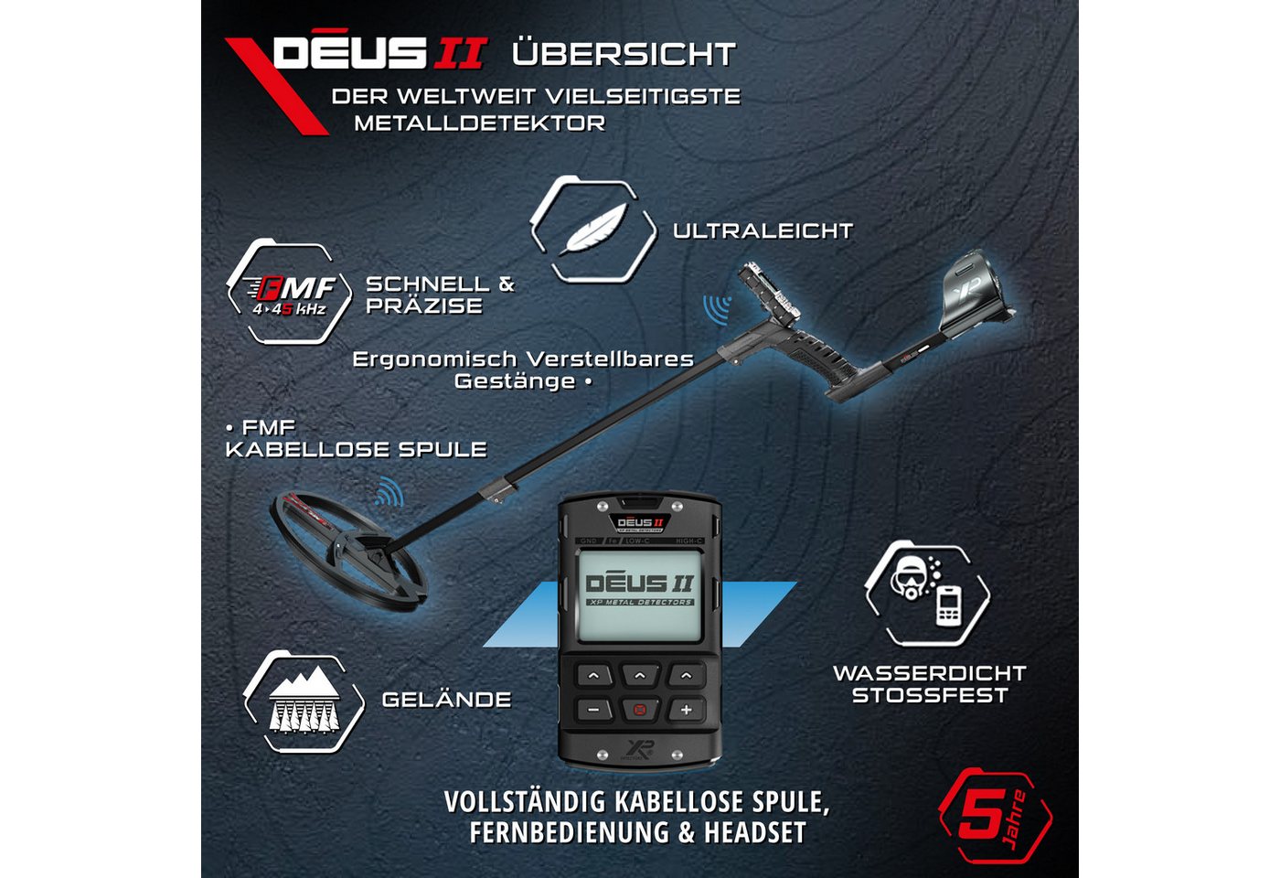 XP Metal Detectors Metalldetektor XP DEUS 2 II 28 FMF RC Metalldetektor, 28 cm Suchspule, + Gratis Mi6 Pinpointer Bild 3