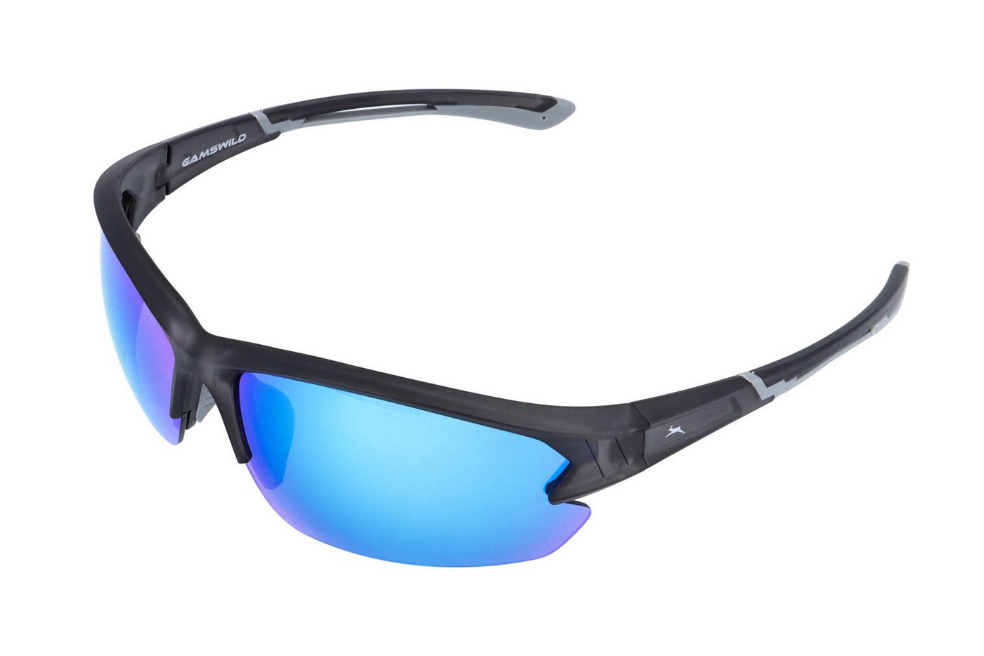 Gamswild Sportbrille UV400 Sonnenbrille Skibrille Fahrradbrille Halbrahmenbrille Damen, Herren Modell WS6030 6028 in, blau, rot-orange, violett
