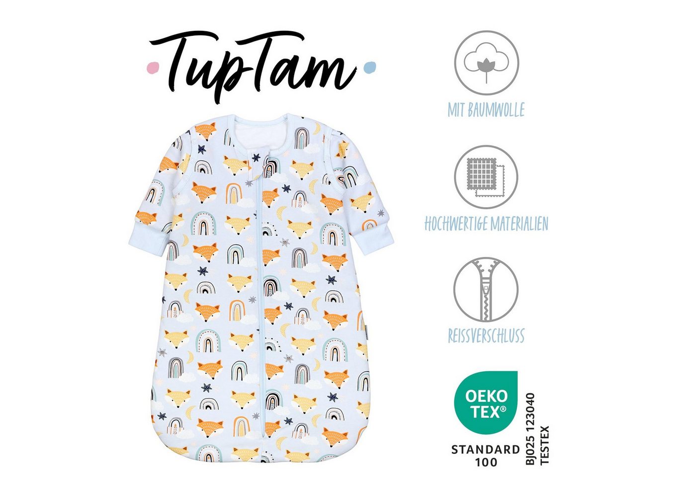 TupTam Babyschlafsack Kugelschlafsack mit abnehmbaren Ärmeln 2.5 TOG Ganzjahr Bild 5