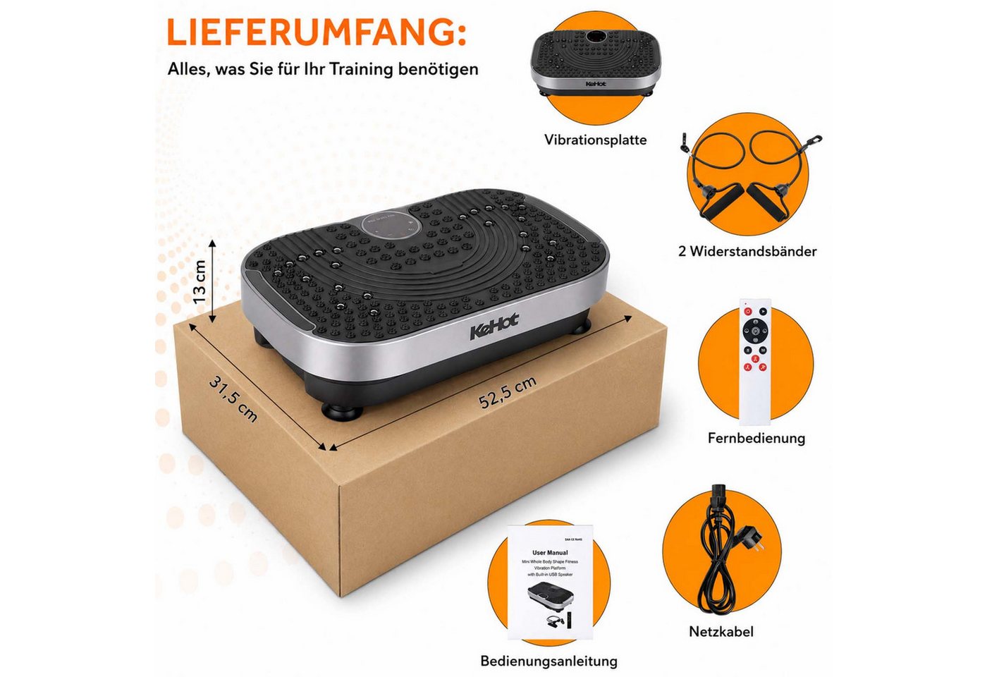 kehot Vibrationsplatte Vibrationsplatte mit Magnetmassage, LED-Licht, Ganzkörpertraining Home, 200 W, 120 Intensitätsstufen, mit 4+1 Trainingsmodi, Trainingsbändern, Muskelaufbau,Fitness Training Bild 5
