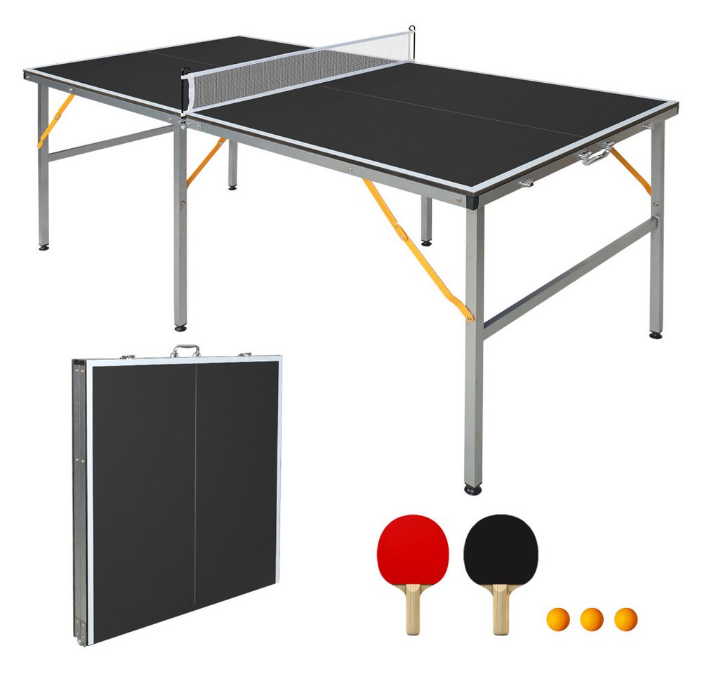 BBWL Tischtennisplatte mit Zubehör, professionelle Ping Pong Platte mit Netz, Schlägern, Tischtennisplatte 182x91cm klappbar für Indoor Outdoor Bild 2