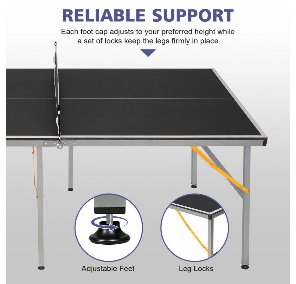 BBWL Tischtennisplatte mit Zubehör, professionelle Ping Pong Platte mit Netz, Schlägern, Tischtennisplatte 182x91cm klappbar für Indoor Outdoor Bild 4