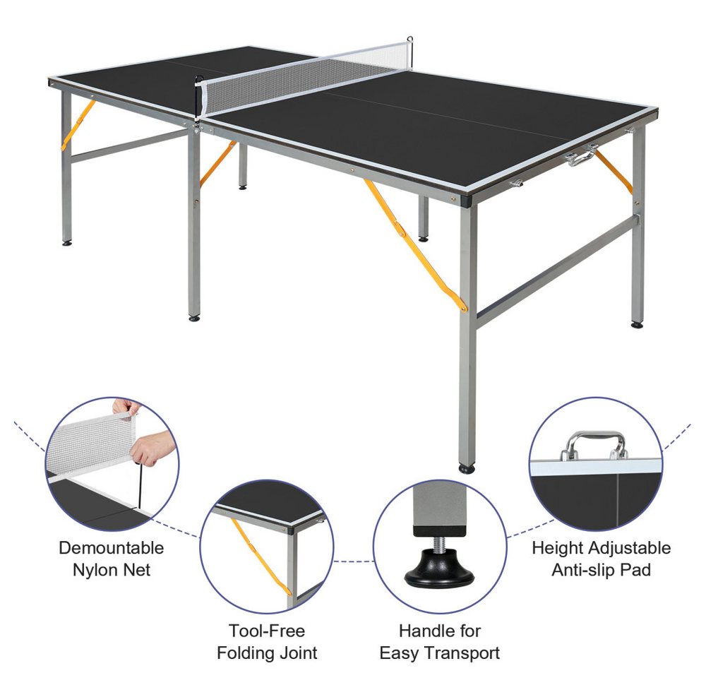 BBWL Tischtennisplatte mit Zubehör, professionelle Ping Pong Platte mit Netz, Schlägern, Tischtennisplatte 182x91cm klappbar für Indoor Outdoor Bild 5