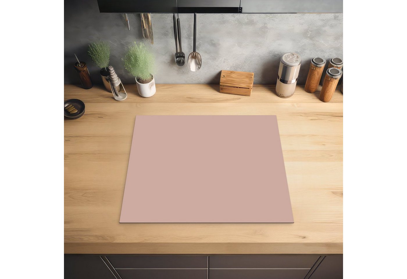 MuchoWow Herd-Abdeckplatte Rosa - Palette - Einfarbig - Einfarbig rosa, Vinyl, (1 tlg), Küche Herdabdeckplatte Ceranfeld Vinyl Einteilig, 59x52 cm Bild 3