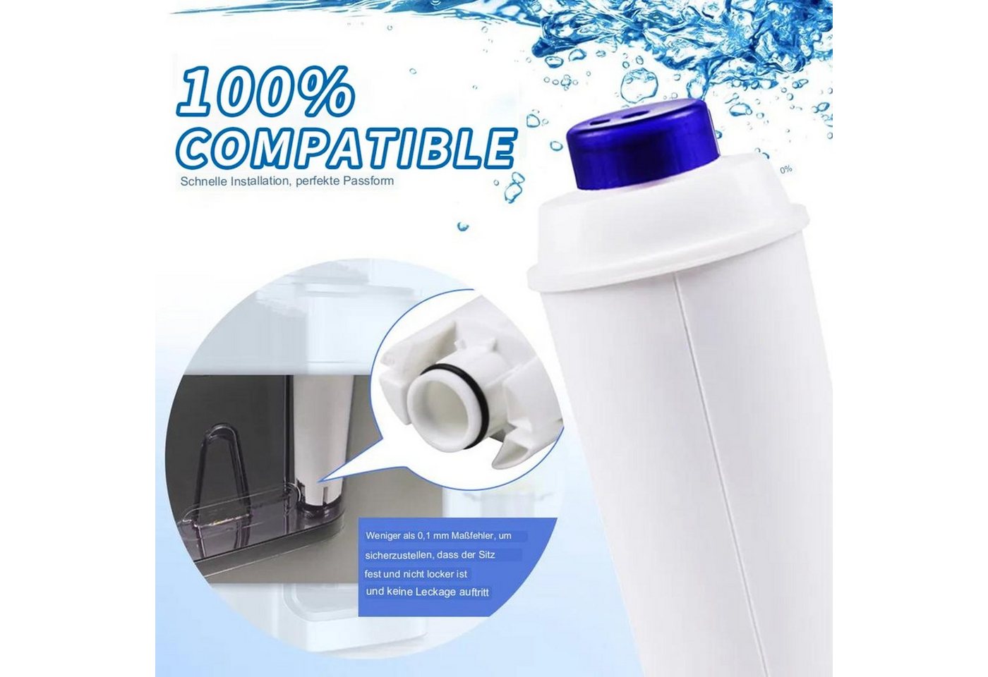 TronicXL Wasserfilter 6 Stück Filter für Delonghi DLSC002 ECAM ESAM SER3017 Filterkartusche, Zubehör für ECAM, ETAM, DLSC002, Aquasemi, Rhodesy, HG00100-RS, AquaCrest AQK-11, AquaHouse AH-CDE, SER3017, 5513292811, CFL-950B, CFL950, ESAM, BCO und EC Serien., Kaffeevollautomat Ersatzfilter ESAM ETAN BCO EC Serien Kartuschen Bild 2
