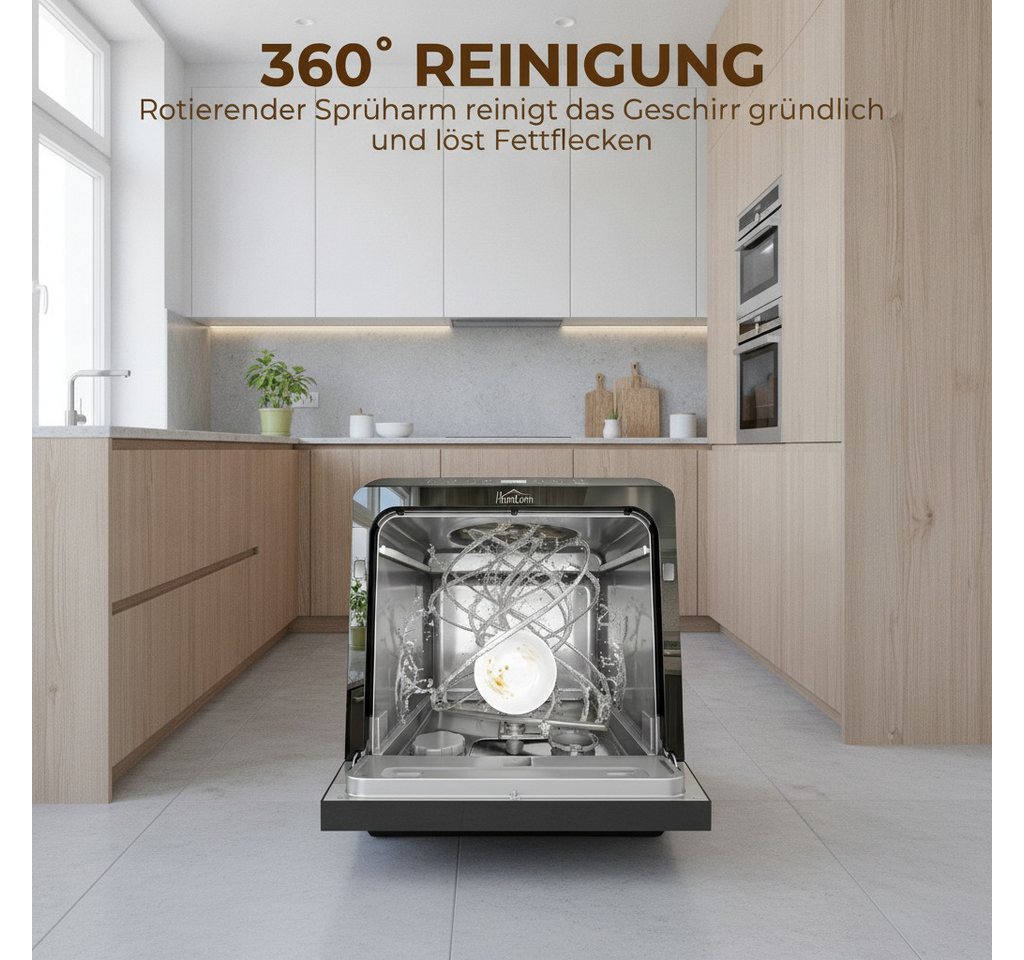 kowdom Tischgeschirrspüler 800-268V90, 4 Maßgedecke, LED, Trocknung, 6L-Tank, freistehend, ohne Wasseranschluss Bild 2