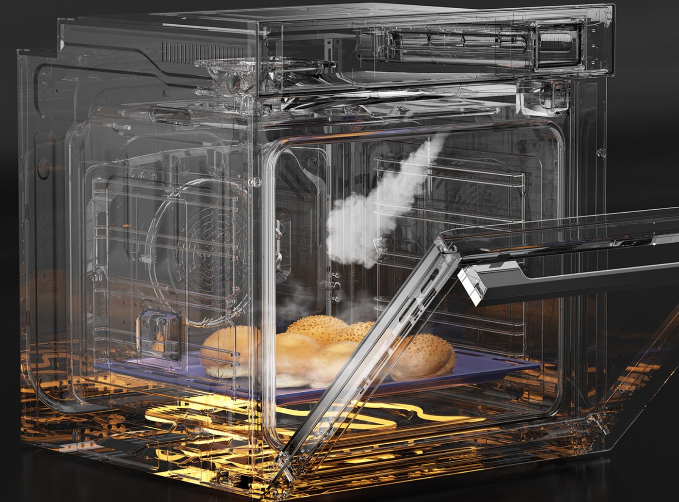 Kaiser Küchengeräte Einbaubackofen 90 cm Einbau Dampfbackofen XXL 133 L, 100 % Dampfgaren, Air Fry, Heißluftsystem PLUS, Infrarotgrill, Gärfunktion, Pizza, Sous Vide, Warmhalten und viele Automatikprogramme EH 9341, mit 1-fach-Teleskopauszug, Hydrolyse Dampfreinigung, 50 Automatikrezepten, Fleischthermometer, Schnellvorheizen, Memory Bild 3