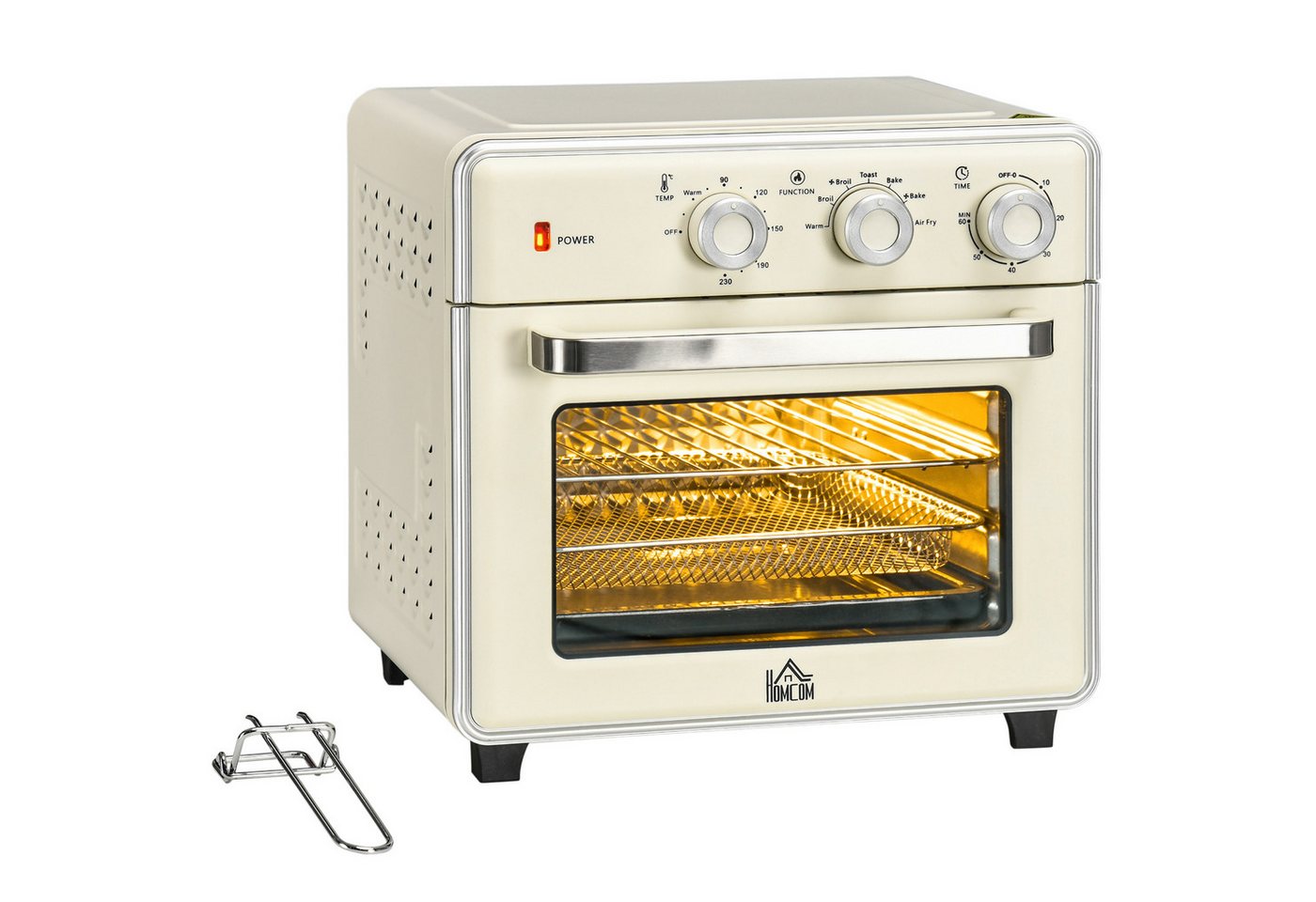 kowdom Minibackofen Mini Backofen 5-in-1, 20 L, 1400W, Timer 60 Min., cremeweiß, Mini Backofen, 5-in-1, 20 L, 1400 W, Timer 60 Min.