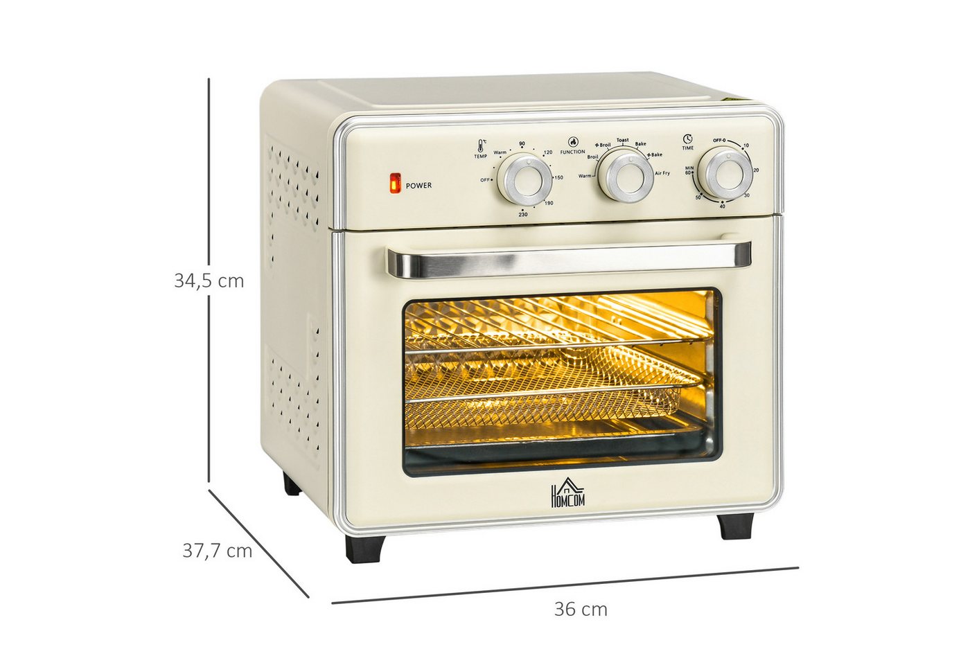 kowdom Minibackofen Mini Backofen 5-in-1, 20 L, 1400W, Timer 60 Min., cremeweiß, Mini Backofen, 5-in-1, 20 L, 1400 W, Timer 60 Min. Bild 5
