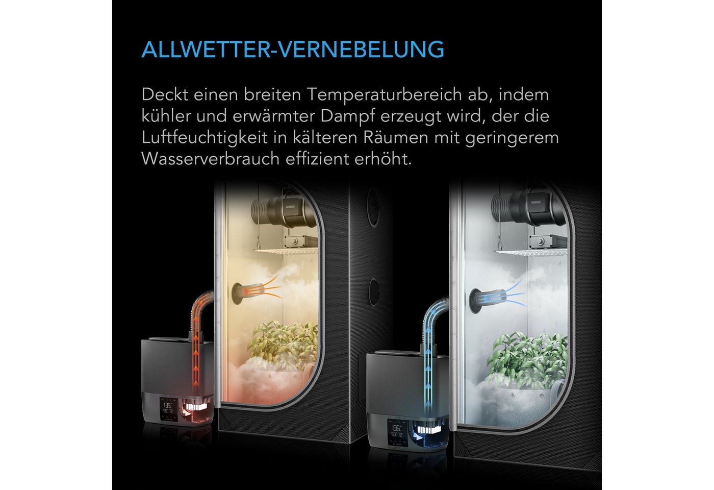 AC INFINITY Luftbefeuchter Cloudforge, 9 l Wassertank, Warm- und Kaltnebel-Luftbefeuchter mit VPD- und Feuchtigkeitssteuerung Bild 3