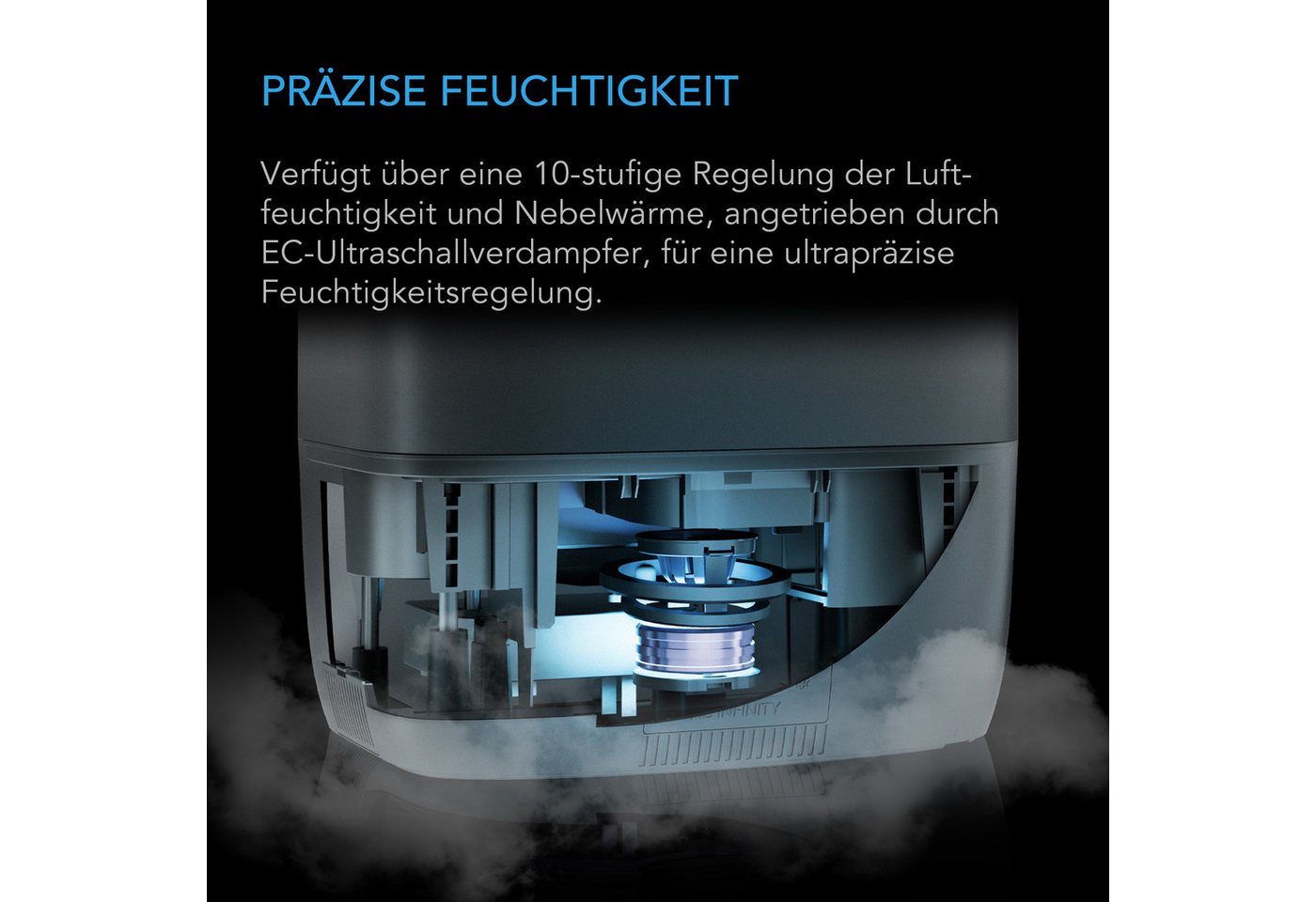 AC INFINITY Luftbefeuchter Cloudforge, 9 l Wassertank, Warm- und Kaltnebel-Luftbefeuchter mit VPD- und Feuchtigkeitssteuerung Bild 5