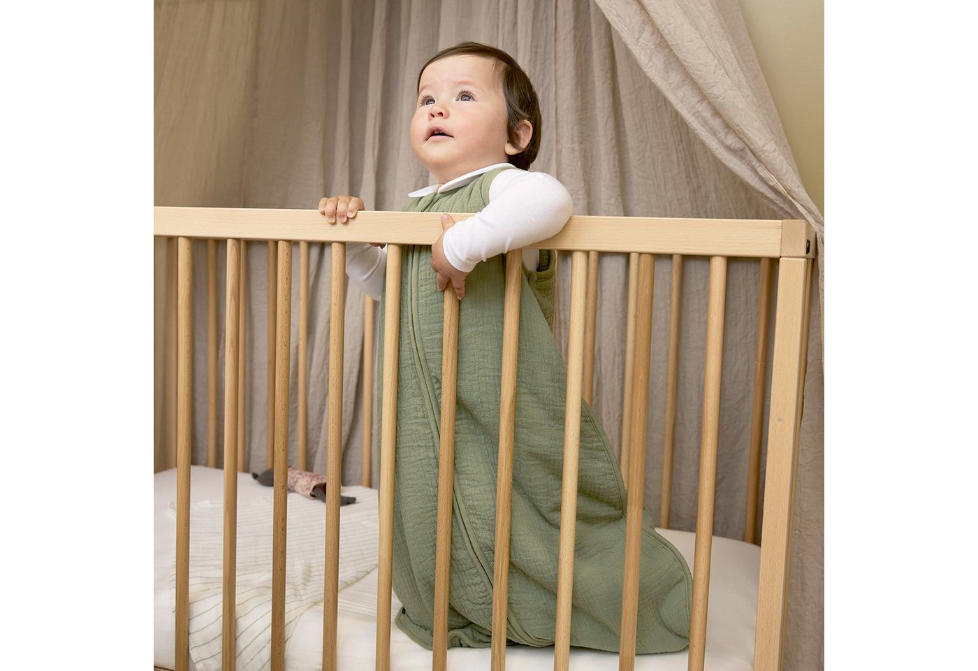 Meyco Baby Babyschlafsack Olive Green (100% Baumwolle, 1 tlg), 60cm Bild 5