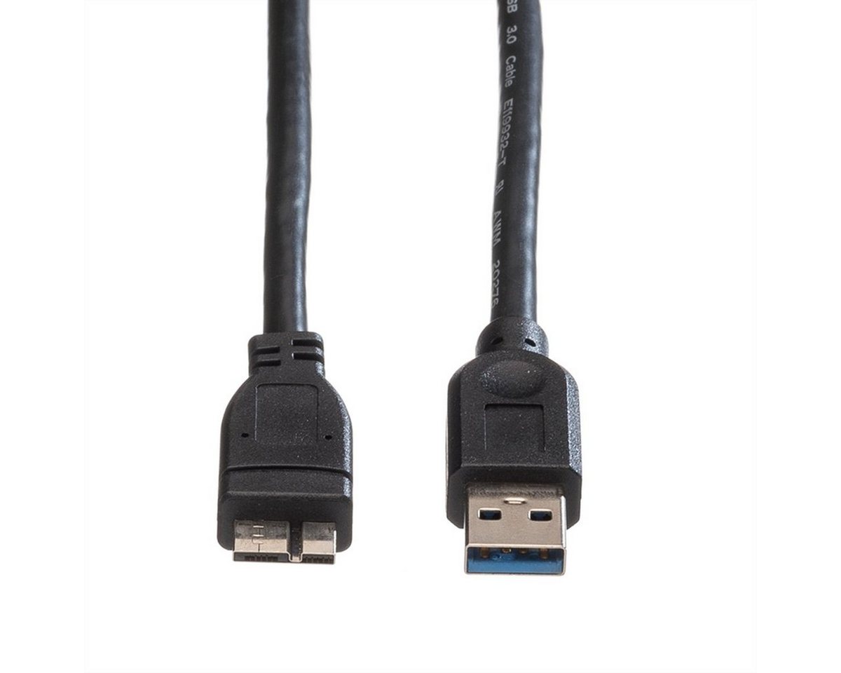 ROLINE USB 3.2 Gen 1 Kabel, A ST - Micro B ST USB-Kabel, USB 3 Typ A Männlich (Stecker), USB 3 Typ Micro B Männlich (Stecker) (15.0 cm)