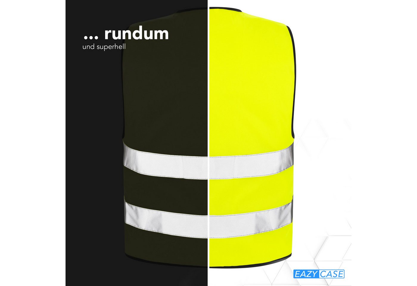 EAZY CASE Warnweste Kinder Warnweste Reißverschluss Warnweste für Kinder, Leucht Weste reflektierend Neon, Größe XS Gelb Bild 2