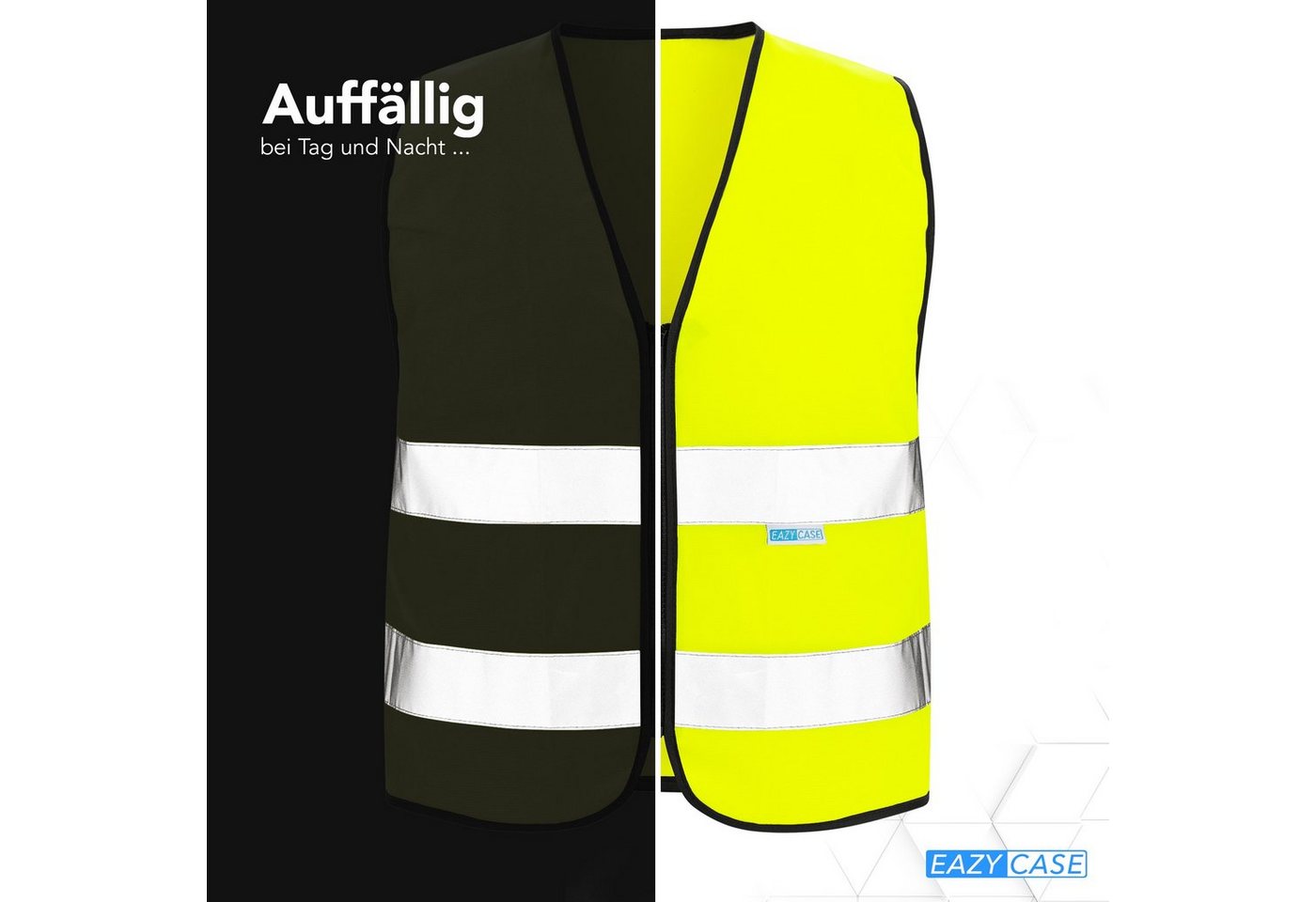 EAZY CASE Warnweste Kinder Warnweste Reißverschluss Warnweste für Kinder, Leucht Weste reflektierend Neon, Größe XS Gelb Bild 3