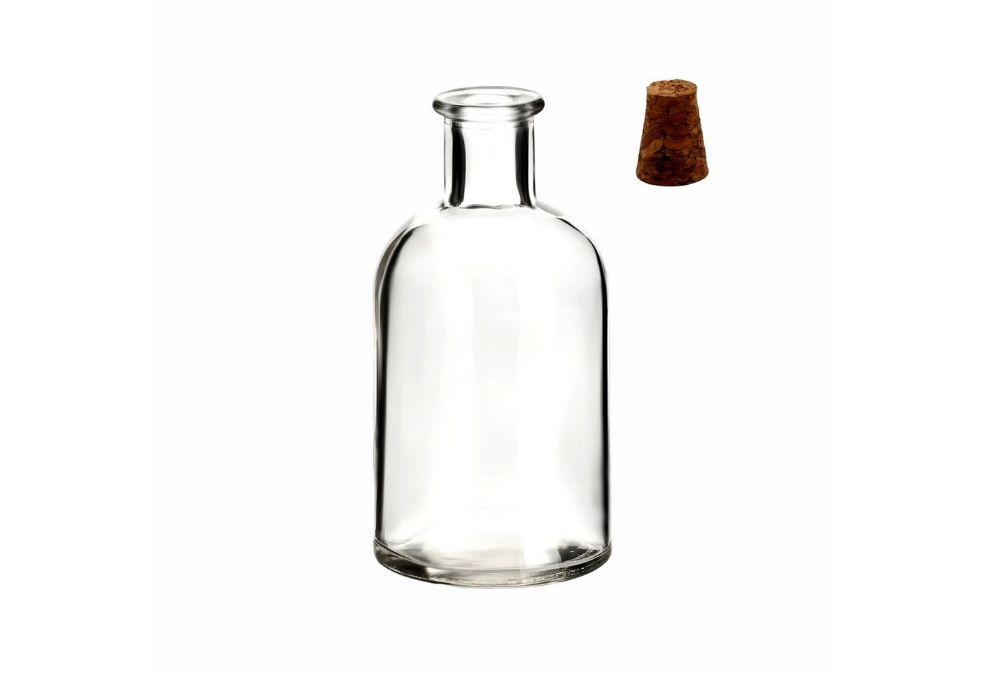gouveo Trinkflasche Glasflaschen 100 ml Apotheker mit Korken zum Befüllen, 12er Set rund Spitzkorken Bild 3