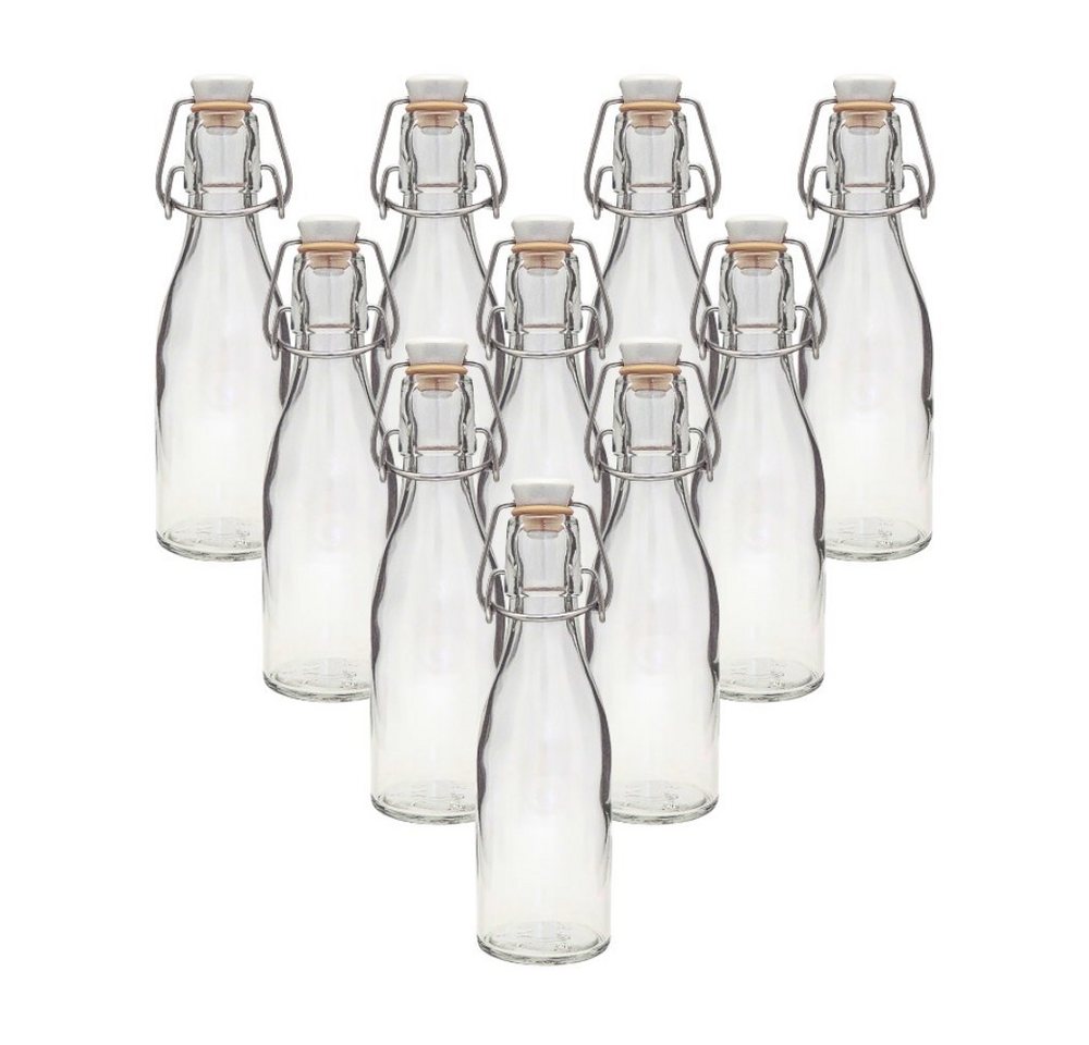 mikken Trinkflasche Set Bügelflaschen 200 ml Glasflaschen mit Bügelverschluss + Etiketten Bild 3